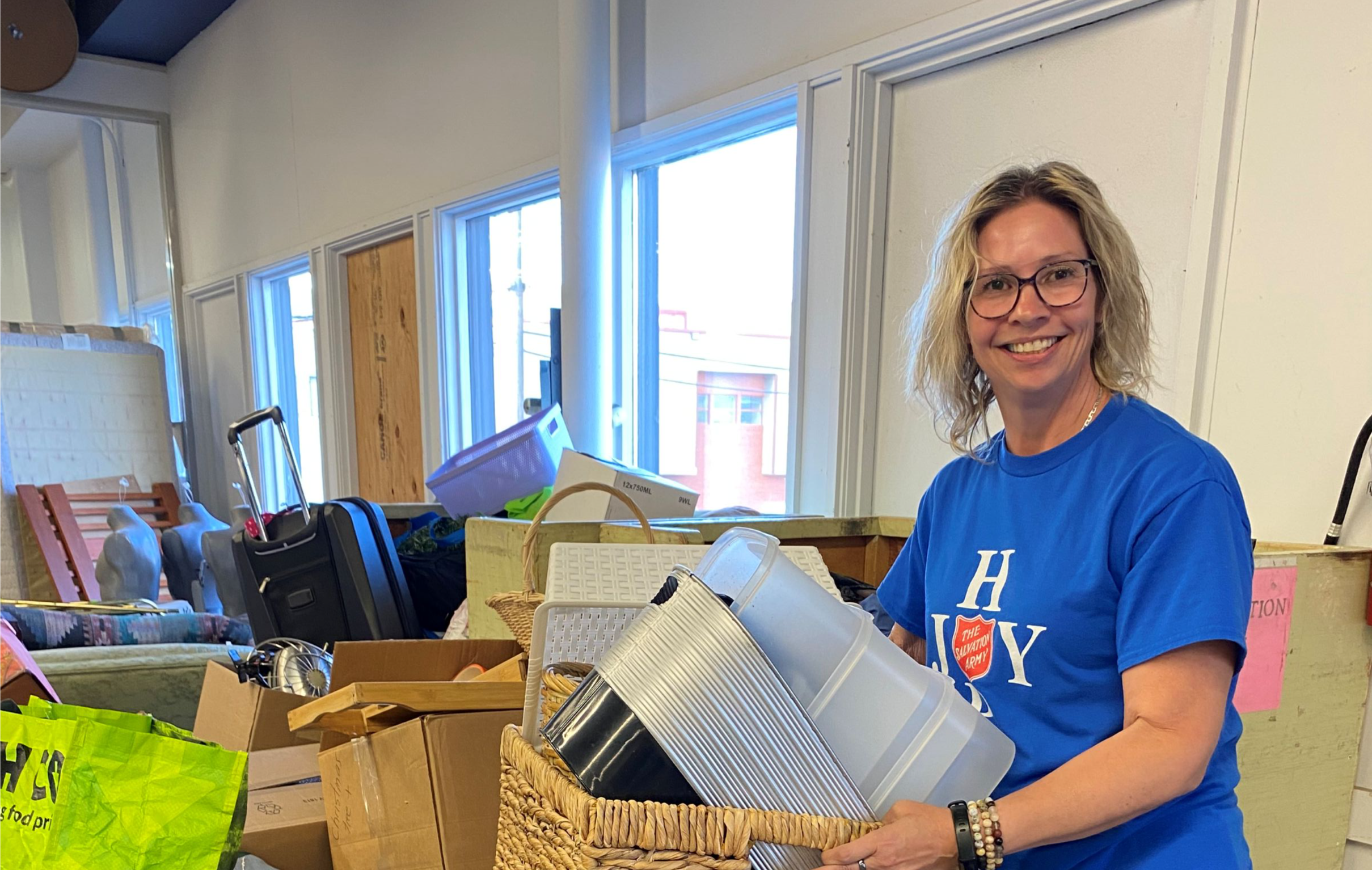 Volunteer smiling